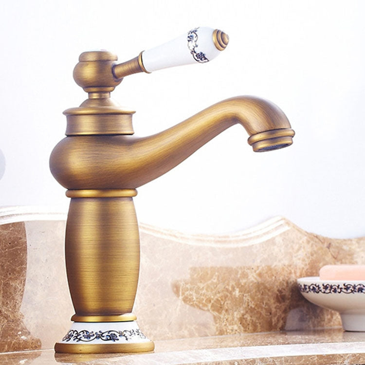Copper Antique Hot Cold Double Blue White Porcelain Faucet, Antique, Platinum, Black Gold, Black