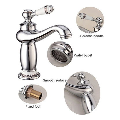 Copper Antique Hot Cold Double Blue White Porcelain Faucet, Antique, Platinum, Black Gold, Black