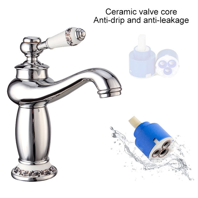 Copper Antique Hot Cold Double Blue White Porcelain Faucet, Antique, Platinum, Black Gold, Black