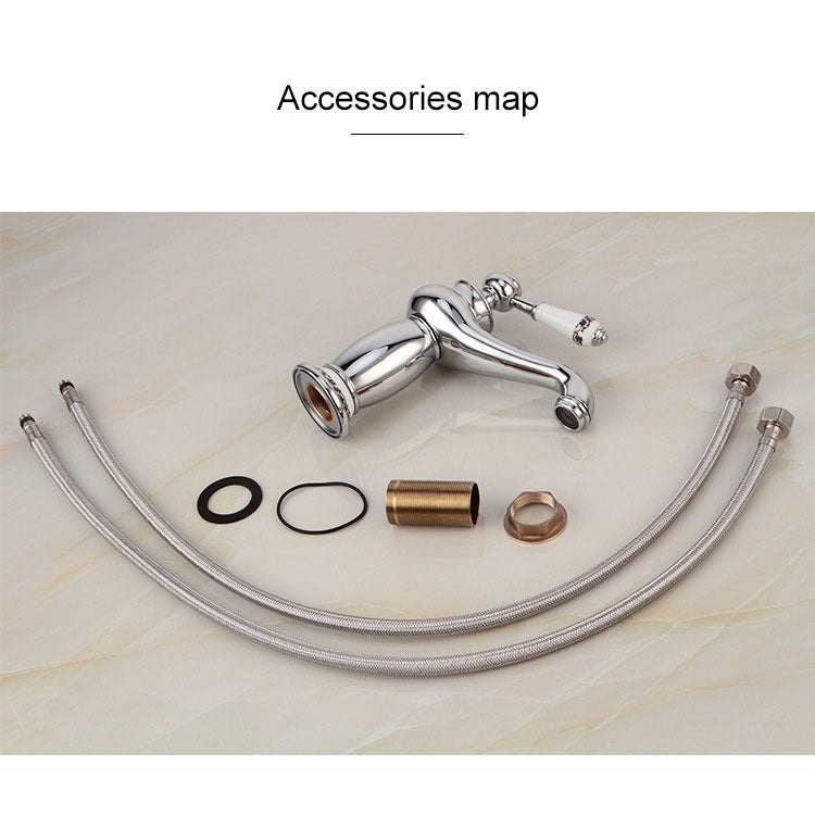Copper Antique Hot Cold Double Blue White Porcelain Faucet, Antique, Platinum, Black Gold, Black