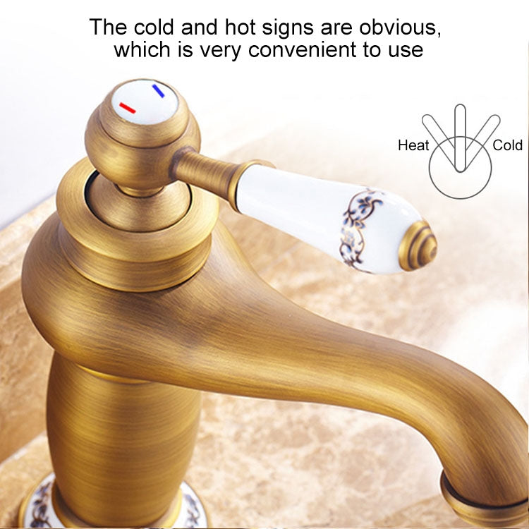 Copper Antique Hot Cold Double Blue White Porcelain Faucet, Antique, Platinum, Black Gold, Black