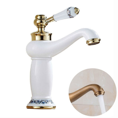 Copper Antique Hot Cold Double Blue White Porcelain Faucet, Antique, Platinum, Black Gold, Black