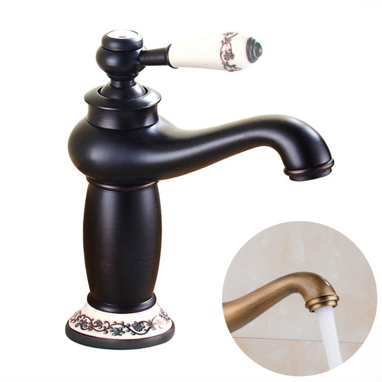 Copper Antique Hot Cold Double Blue White Porcelain Faucet, Antique, Platinum, Black Gold, Black