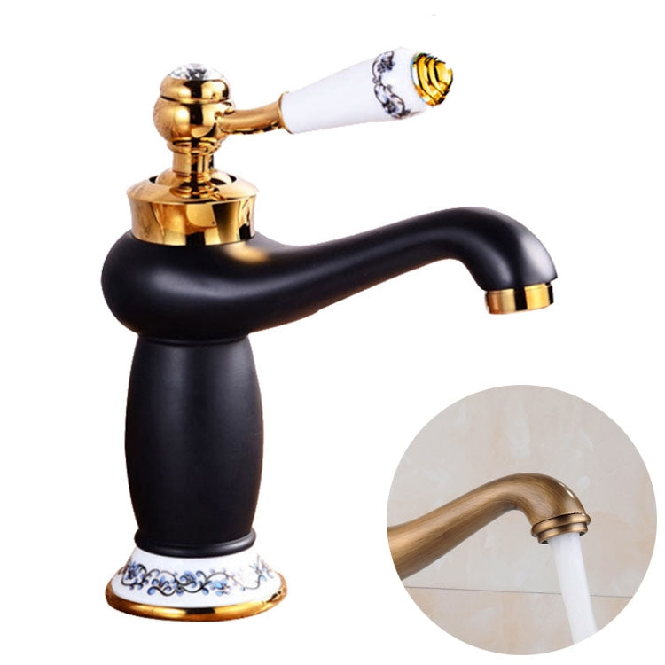Copper Antique Hot Cold Double Blue White Porcelain Faucet, Antique, Platinum, Black Gold, Black