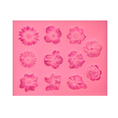 Fondant Cake Silicone Mold Chocolate Mold DIY Trumpet Flower Sun Flower Baking Decoration, Sun Flower Shape(Pink), Sun Flower Shape(Gray)