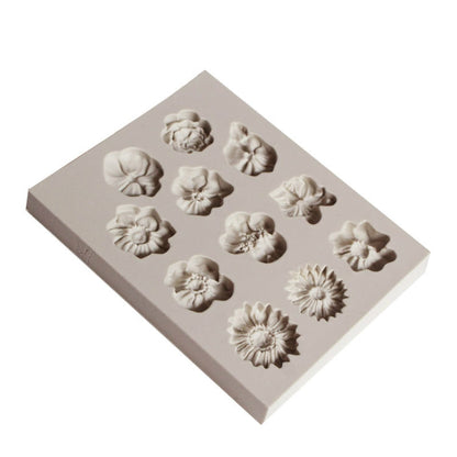 Fondant Cake Silicone Mold Chocolate Mold DIY Trumpet Flower Sun Flower Baking Decoration, Sun Flower Shape(Pink), Sun Flower Shape(Gray)
