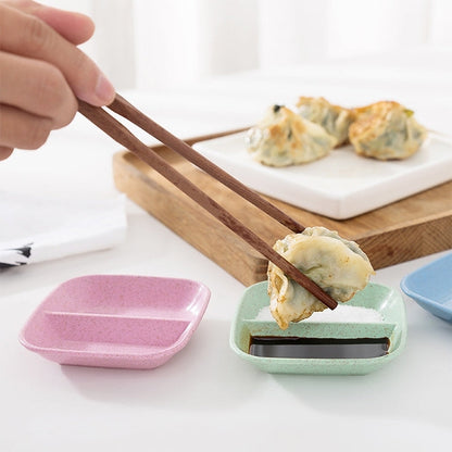10pcs Kitchen Accessories 2 In 1 Seasoning Sauce Dishes Wheat Straw Salad Saucer Bowl