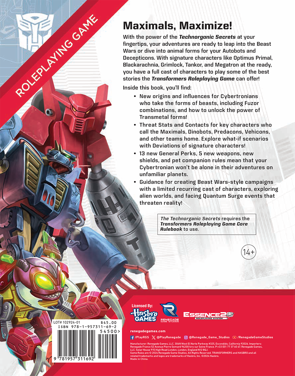 Transformers RPG: Technorganic Secrets Sourcebook