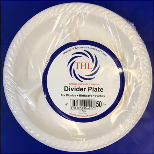 50Pack 10Inch Disposable White Divider Plates Ideal for Events