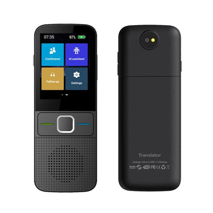 T10 Portable WIFI Smart Voice Translator Smart Business Travel Real Time AI Translator Translation Machine, T10 Black