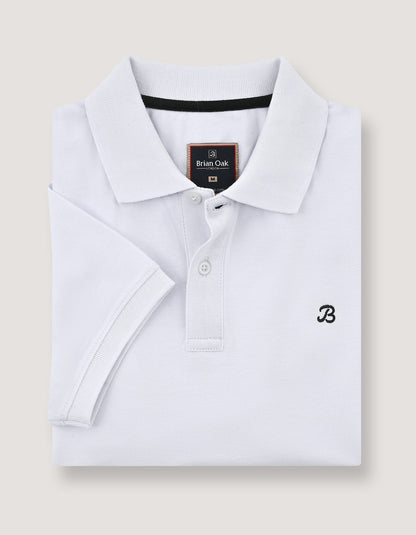 White Regular Fit Cotton Polo Shirt