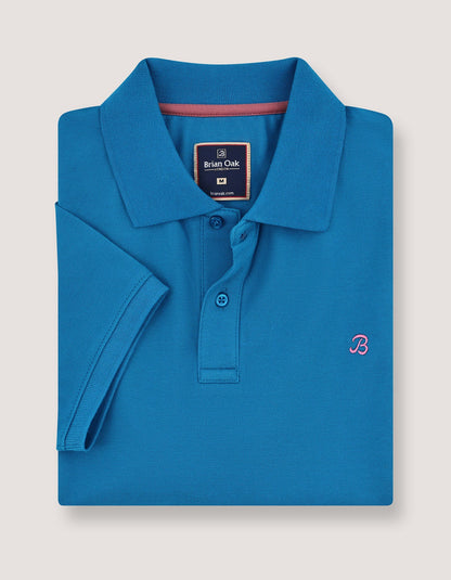 Turquoise Regular Fit Cotton Polo Shirt