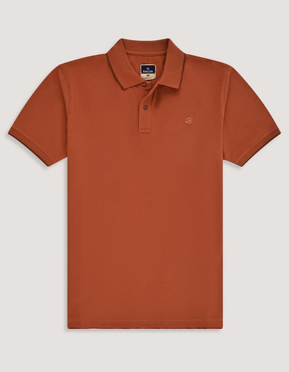 Rust Regular Fit Cotton Polo Shirt