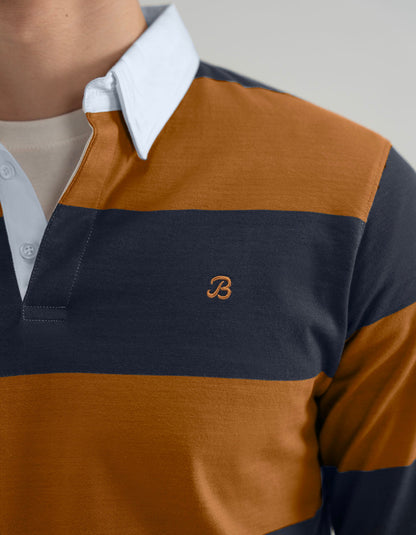 Mustard and Navy Striped Rugby Shirt