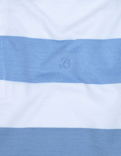 Sky Striped Cotton Polo Shirt