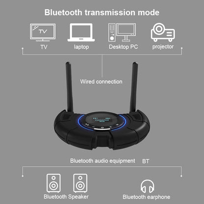 TX800 Optical Fiber Bluetooth 5.0 Transmitter Receiver Audio Adapter with Dual Antennas & OLED Display