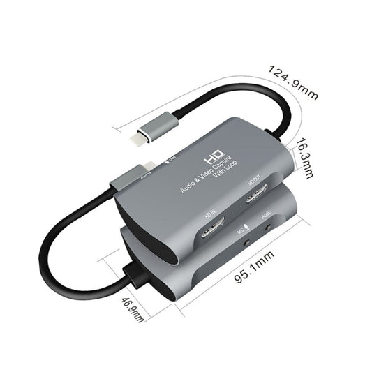 Z30A HDMI Female + Mic to HDMI Female + Audio + USB-C / Type-C Video Capture Box, Z30A