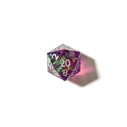 Fae Fire | Sharp Edge Dice | Resin | 7 Piece Set