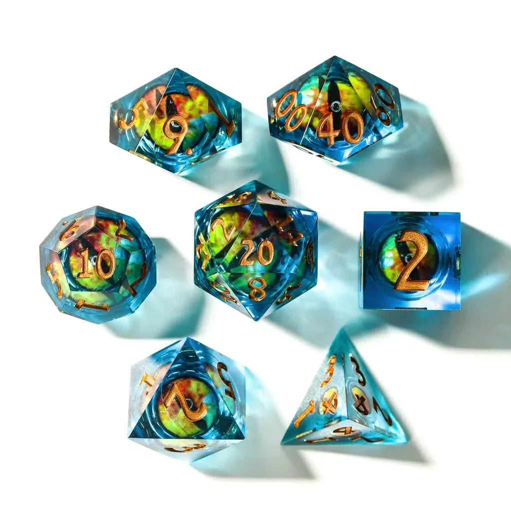 Eye of Destiny | Liquid Core Dice | Resin | 7 Piece Set