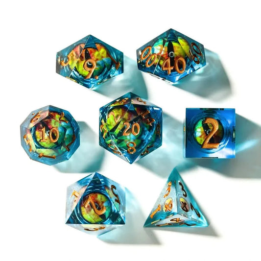 Eye of Destiny | Liquid Core Dice | Resin | 7 Piece Set