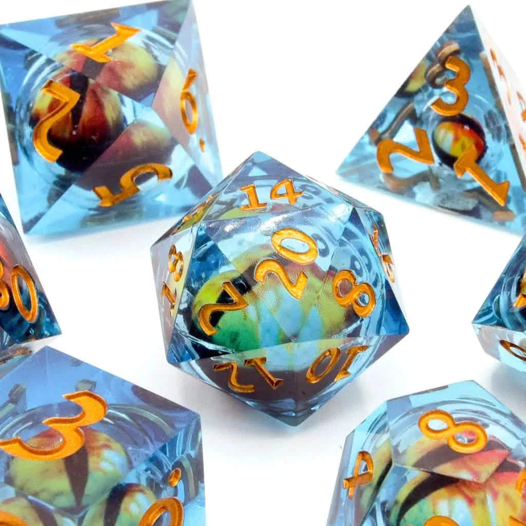 Eye of Destiny | Liquid Core Dice | Resin | 7 Piece Set