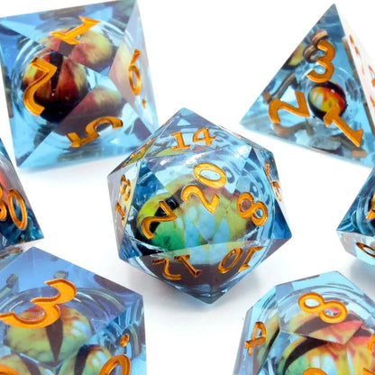 Eye of Destiny | Liquid Core Dice | Resin | 7 Piece Set