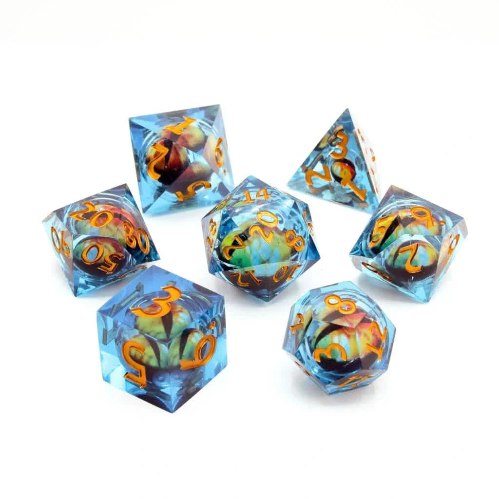 Eye of Destiny | Liquid Core Dice | Resin | 7 Piece Set