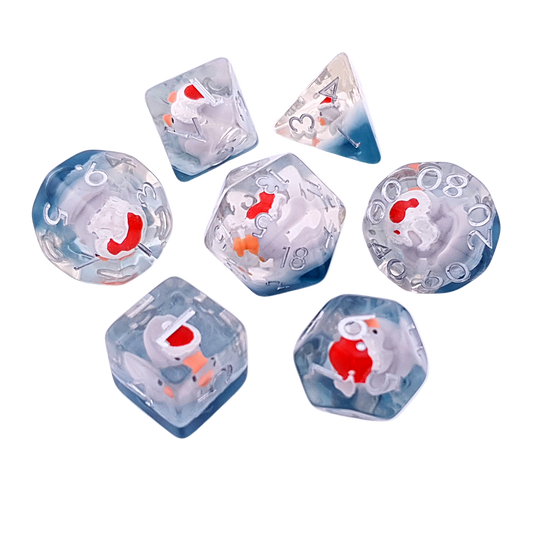 Santa Ducks | Soft Edge Dice | Resin | 7 Piece Set