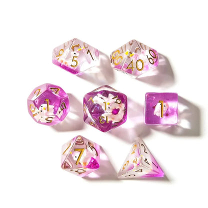 Unicorns | Soft Edge Dice | Resin | 7 Piece Set