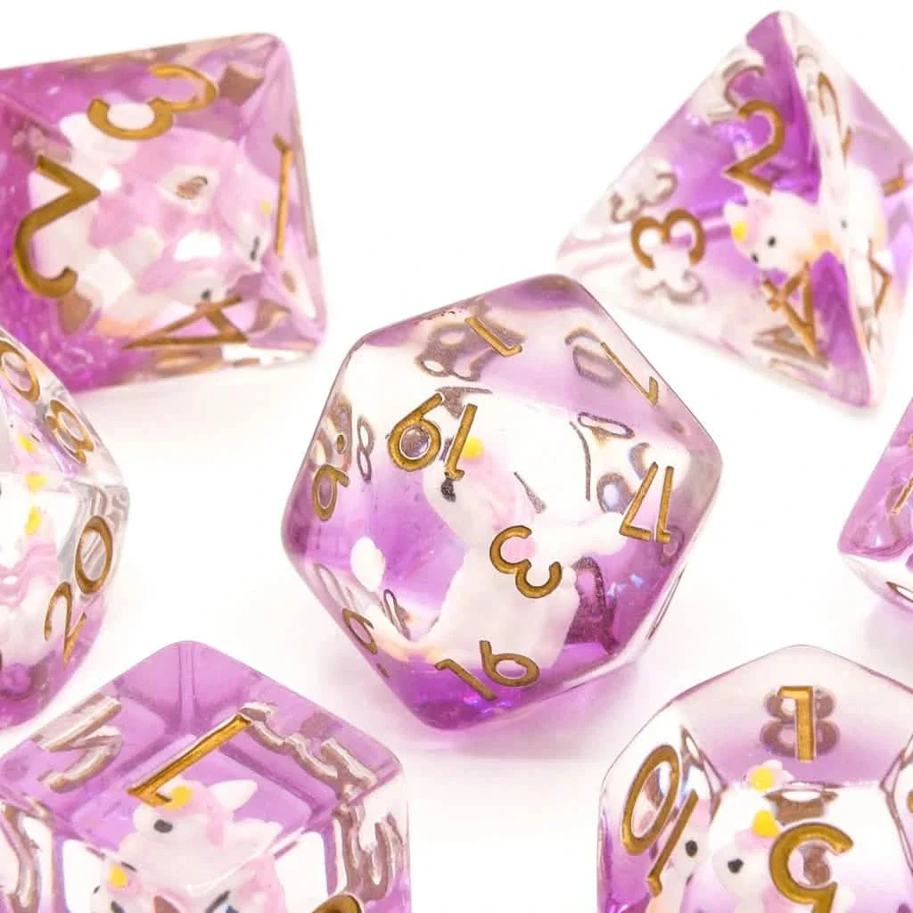 Unicorns | Soft Edge Dice | Resin | 7 Piece Set