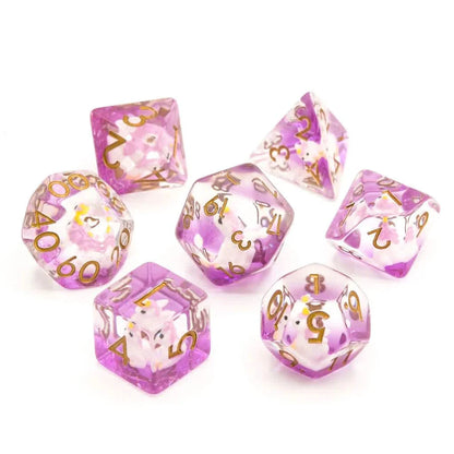 Unicorns | Soft Edge Dice | Resin | 7 Piece Set