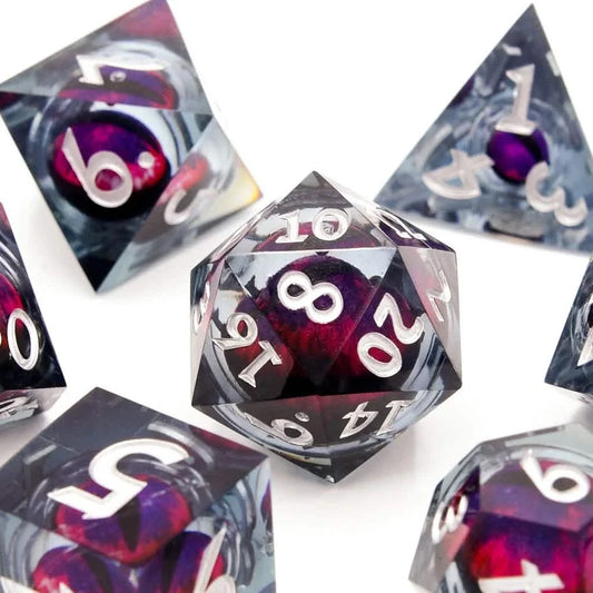 Eye of Anger | Liquid Core Dice | Resin | 7 Piece Set