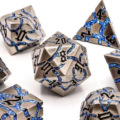 Frostmourne Steel | Solid Metal Dice | 7 Piece Set