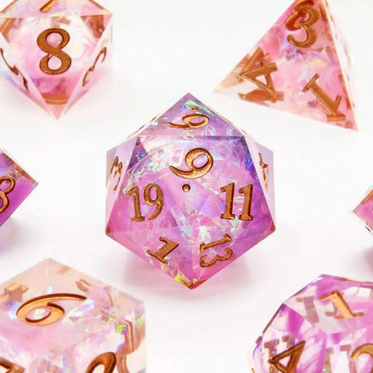 Fae Shimmer | Sharp Edge Dice | Resin | 7 Piece Set