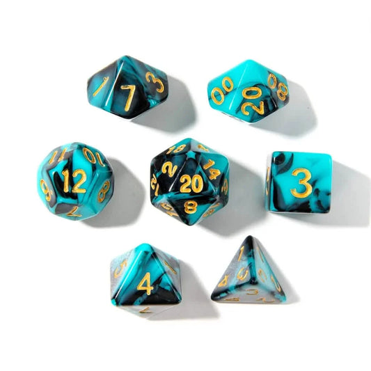 Shadowed Abyss | Soft Edge Dice | Acrylic | 7 Piece Set