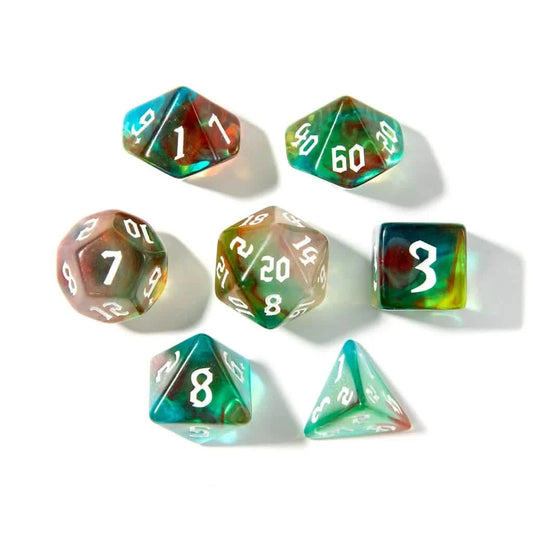 Amber Grove | Soft Edge Dice | Acrylic | 7 Piece Set