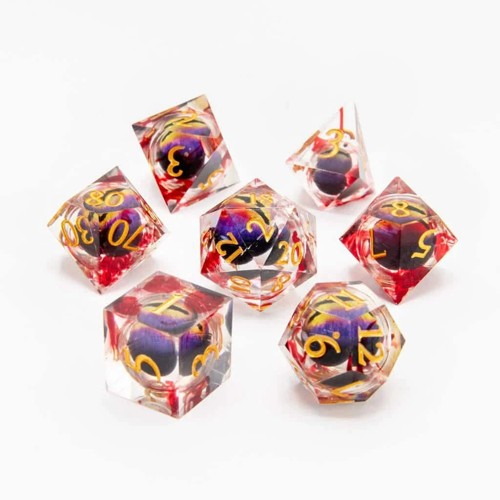 Eye of Terror | Liquid Core Dice | Resin | 7 Piece Set