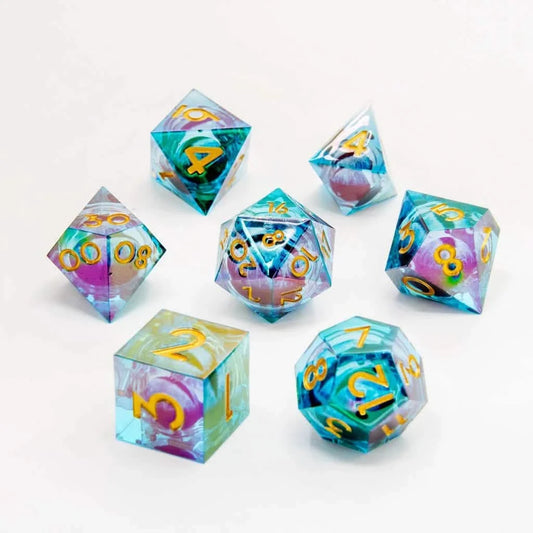 Eye of Arcana | Liquid Core Dice | Resin | 7 Piece Set