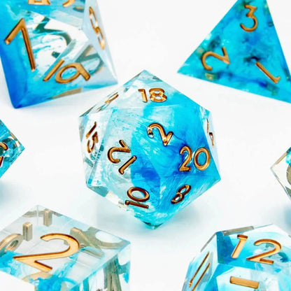 Icebound Fury | Sharp Edge Dice | Resin | 7 Piece Set