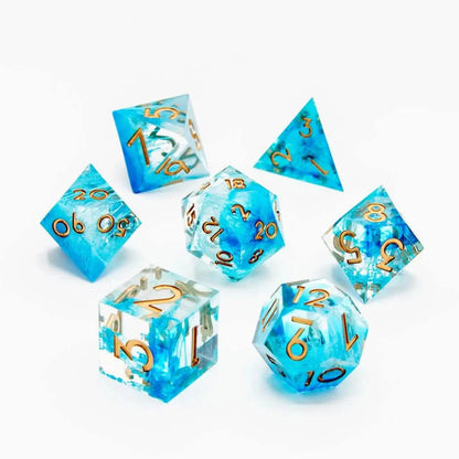 Icebound Fury | Sharp Edge Dice | Resin | 7 Piece Set
