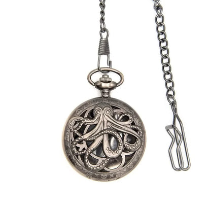 Kraken's Keepsake | Pocket Watch Dice Case | Mini Dice | Ancient Silver