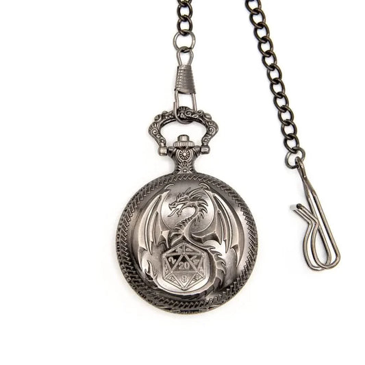 Fate's Guardian | Pocket Watch Dice Case | Mini Dice | Ancient Silver