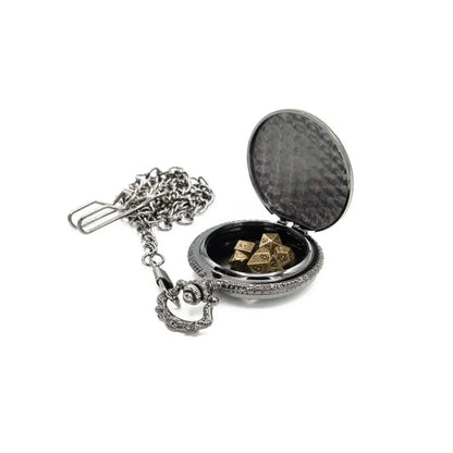 Death's Keeper | Pocket Watch Dice Case | Mini Dice | Black/Gold