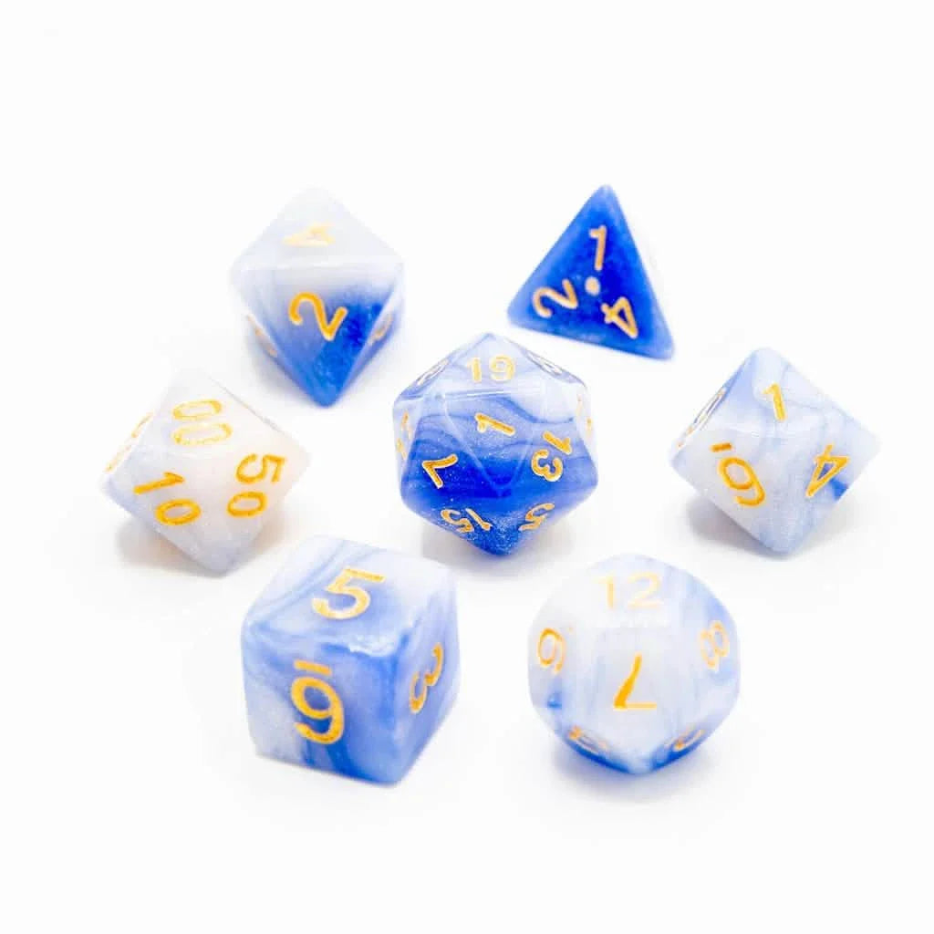 Frosted Sky | Soft Edge Dice | Acrylic | 7 Piece Set