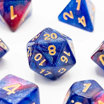 Berry Cosmos | Soft Edge Dice | Acrylic | 7 Piece Set