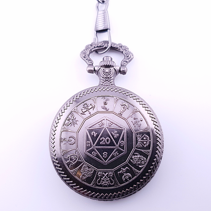 Adventurer's Cache | Pocket Watch Dice Case | Mini Dice | Ancient Silver