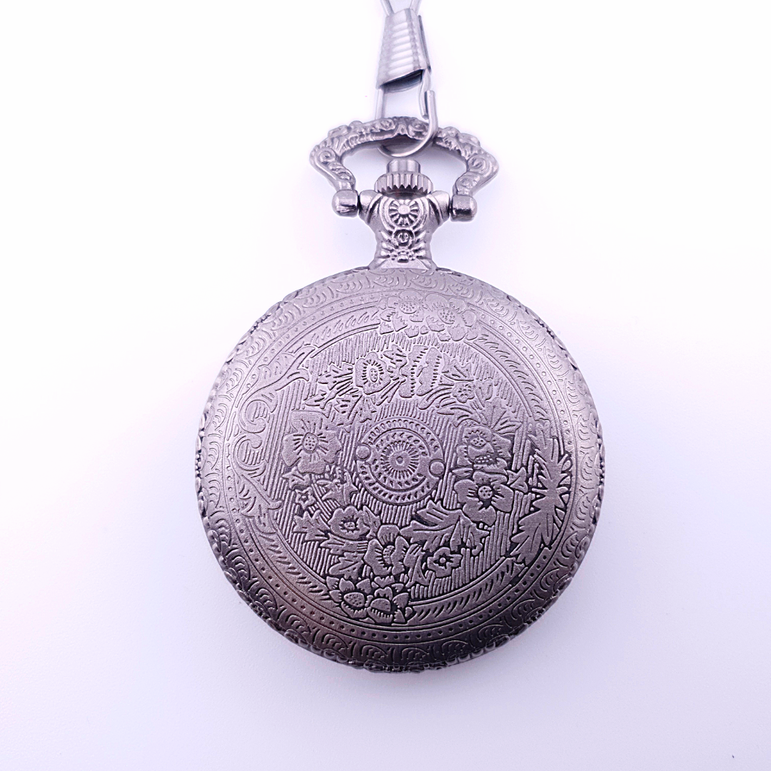 Adventurer's Cache | Pocket Watch Dice Case | Mini Dice | Ancient Silver