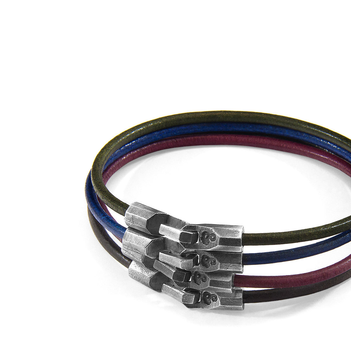 Shadow Grey Talbot Silver and Round Leather Bracelet
