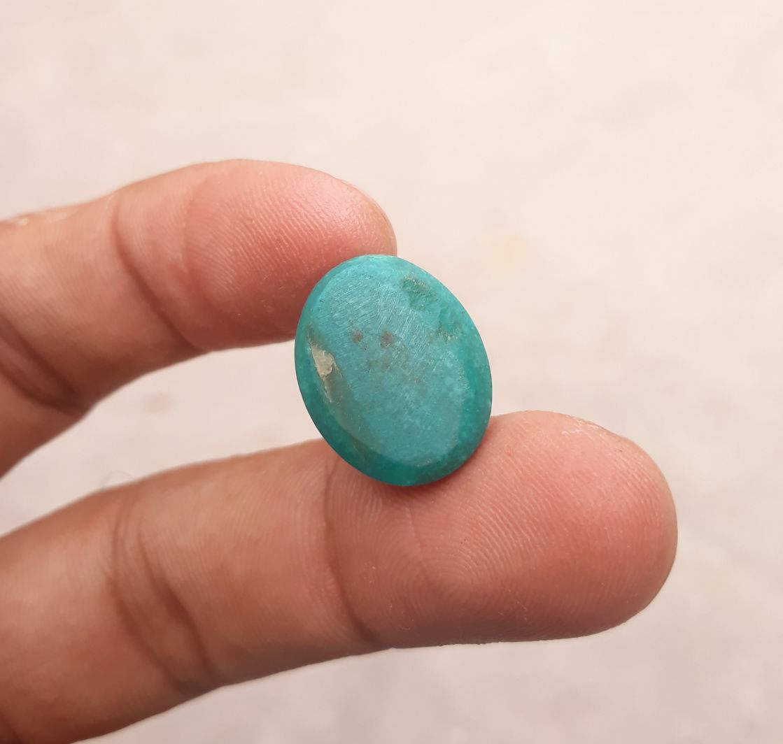 Natural Teal Green Turquoise  - Green Turquoise - 17.3ct- 18x14mm