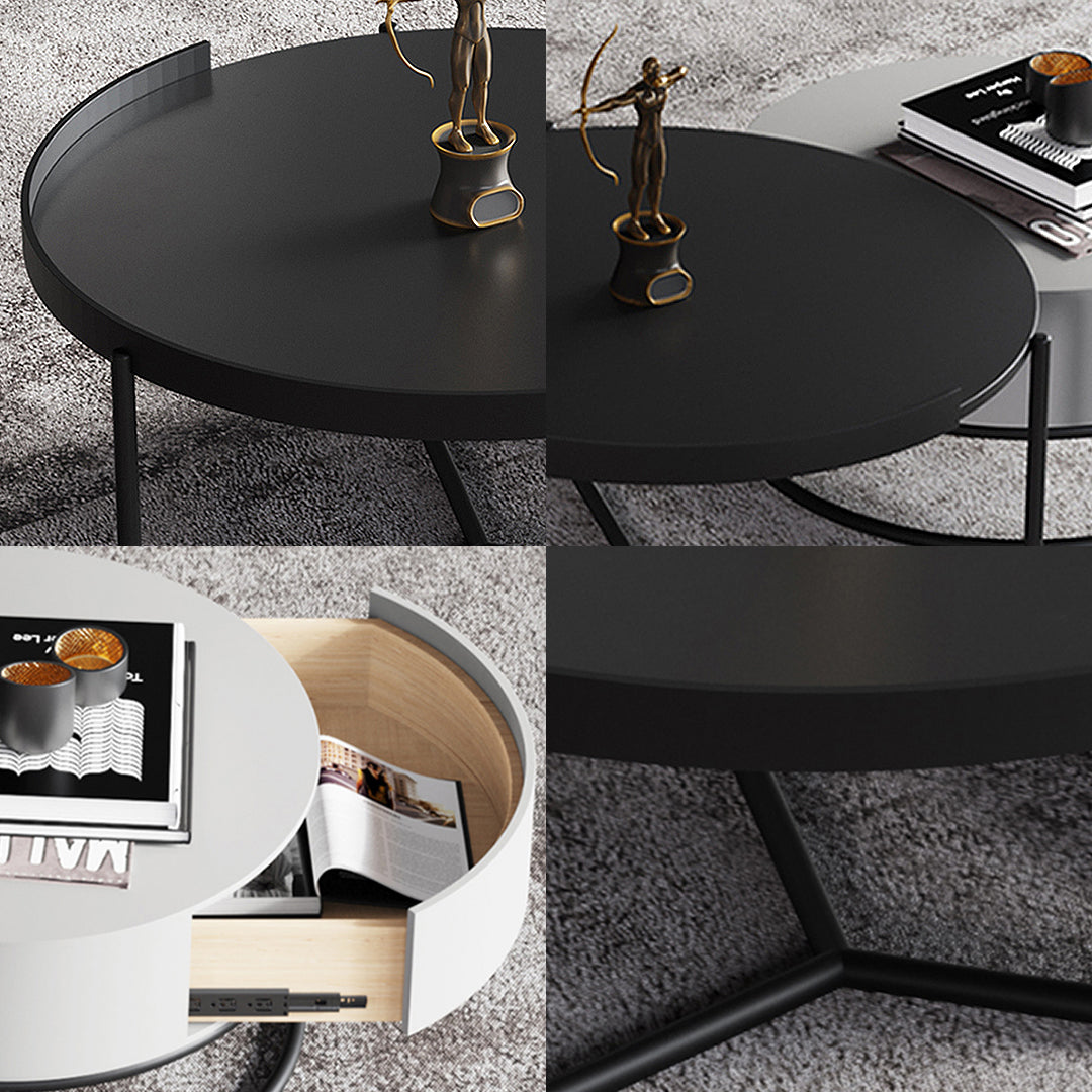 Teddy Nesting Coffee Table, Black And Off White